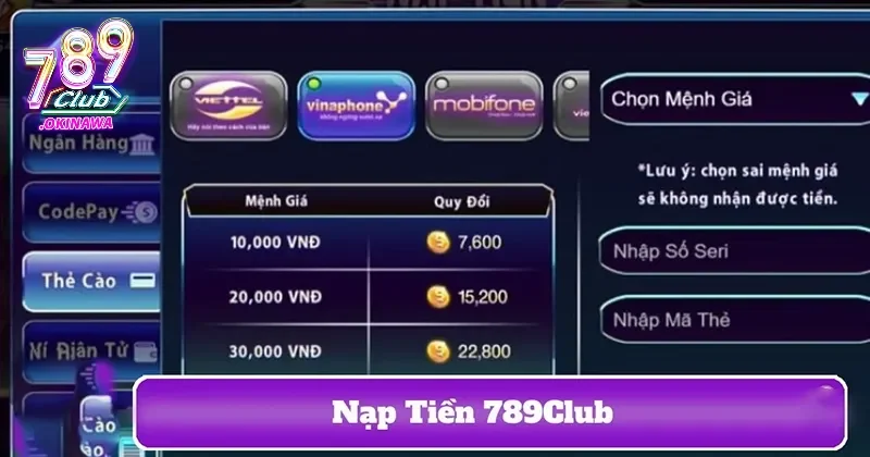 Nạp tiền nhanh chóng qua thẻ cào